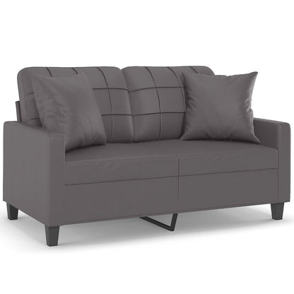Divano a 2 Posti con Cuscini Grigio 120 cm in Similpelle | homemem39