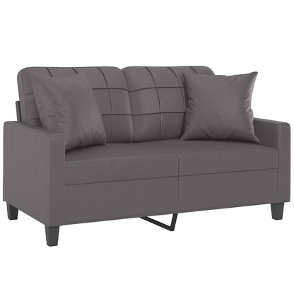 Divano a 2 Posti con Cuscini Grigio 120 cm in Similpelle | homemem39