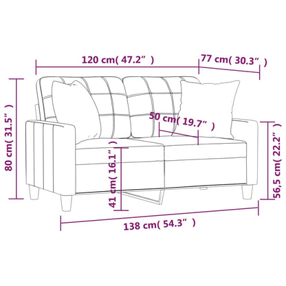 Divano a 2 Posti con Cuscini Grigio 120 cm in Similpelle | homemem39
