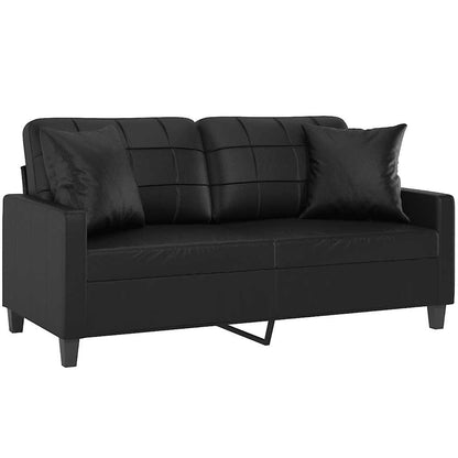 Divano a 2 Posti con Cuscini Nero 140 cm in Similpelle | homemem39