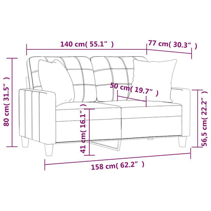 Divano a 2 Posti con Cuscini Nero 140 cm in Similpelle | homemem39