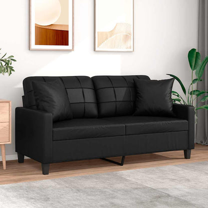 Divano a 2 Posti con Cuscini Nero 140 cm in Similpelle | homemem39