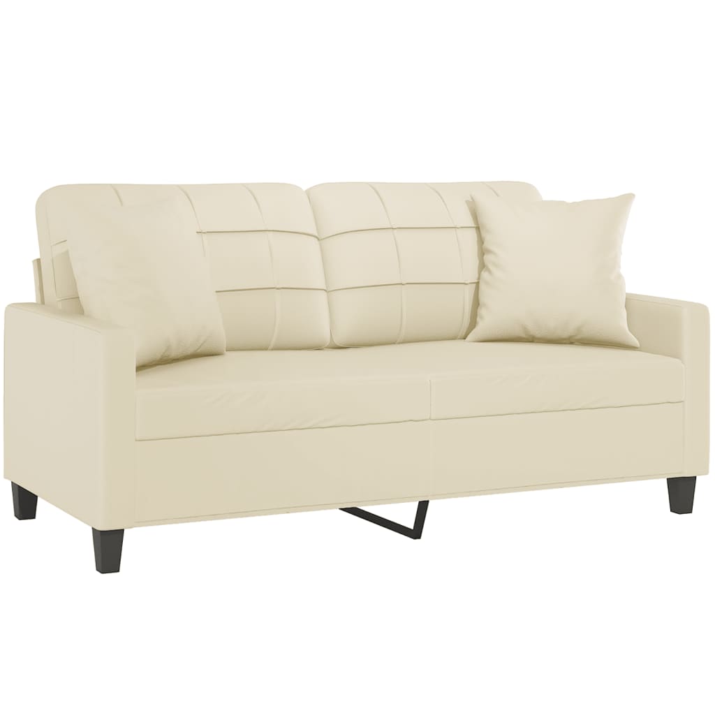 Divano a 2 Posti con Cuscini Crema 140 cm in Similpelle | homemem39