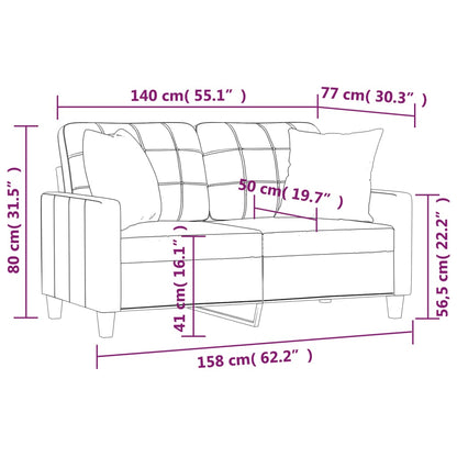 Divano a 2 Posti con Cuscini Crema 140 cm in Similpelle | homemem39