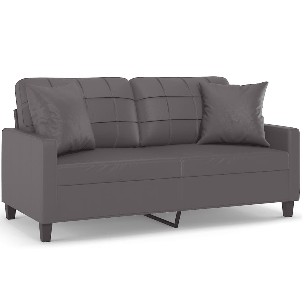 Divano a 2 Posti con Cuscini Grigio 140 cm in Similpelle | homemem39