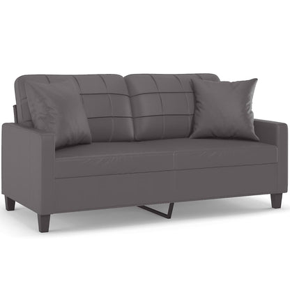 Divano a 2 Posti con Cuscini Grigio 140 cm in Similpelle | homemem39