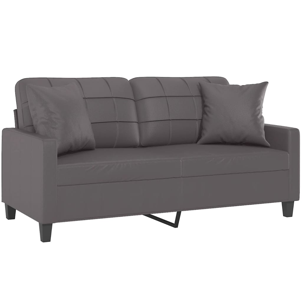 Divano a 2 Posti con Cuscini Grigio 140 cm in Similpelle | homemem39