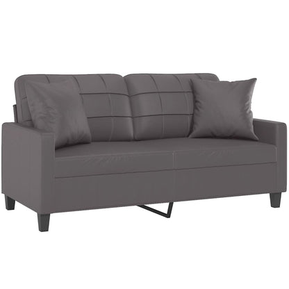Divano a 2 Posti con Cuscini Grigio 140 cm in Similpelle | homemem39