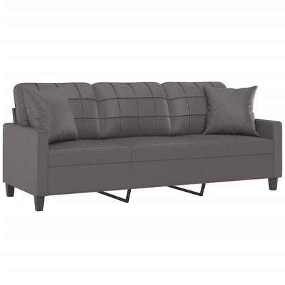 Divano a 3 Posti con Cuscini Grigio 180 cm in Similpelle | homemem39