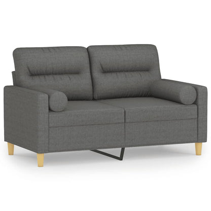 Divano a 2 Posti con Cuscini Grigio Scuro 120 cm in Tessuto | homemem39