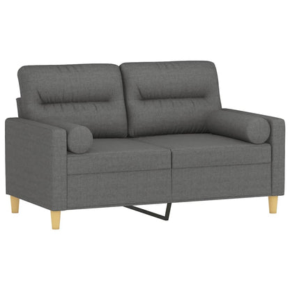 Divano a 2 Posti con Cuscini Grigio Scuro 120 cm in Tessuto | homemem39