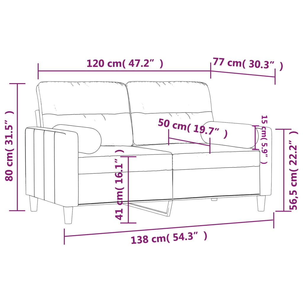 Divano a 2 Posti con Cuscini Grigio Scuro 120 cm in Tessuto | homemem39