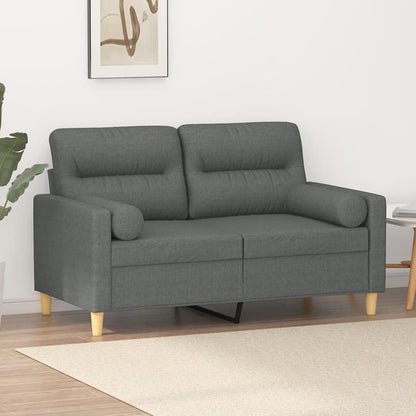 Divano a 2 Posti con Cuscini Grigio Scuro 120 cm in Tessuto | homemem39