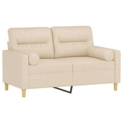 Divano a 2 Posti con Cuscini Crema 120 cm in Tessuto | homemem39