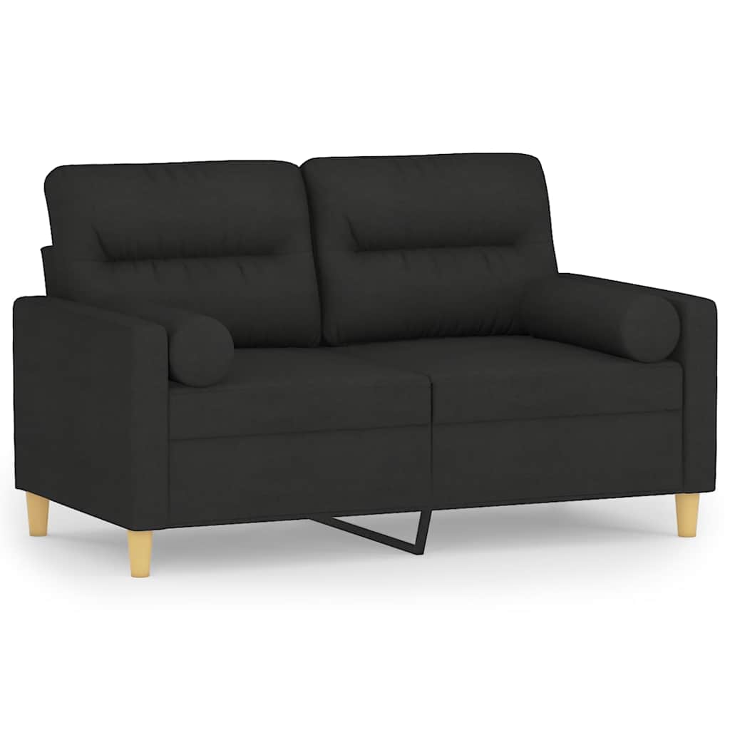Divano a 2 Posti con Cuscini Nero 120 cm in Tessuto | homemem39