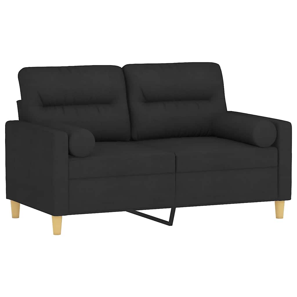 Divano a 2 Posti con Cuscini Nero 120 cm in Tessuto | homemem39