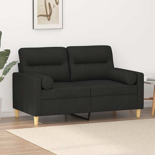 Divano a 2 Posti con Cuscini Nero 120 cm in Tessuto | homemem39