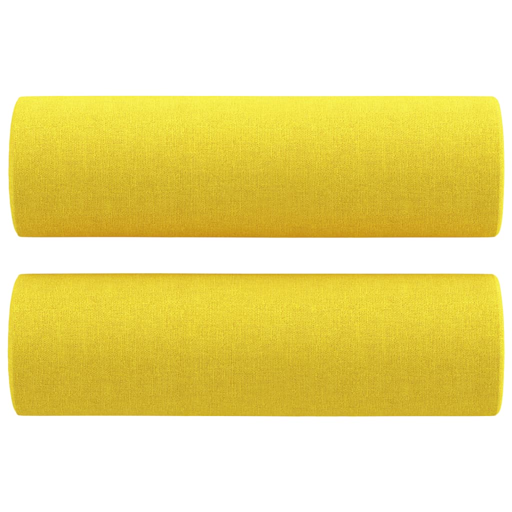 Divano a 2 Posti con Cuscini Giallo Chiaro 120 cm in Tessuto | homemem39