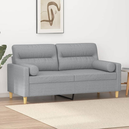 Divano a 2 Posti con Cuscini Grigio Chiaro 140 cm in Tessuto | homemem39