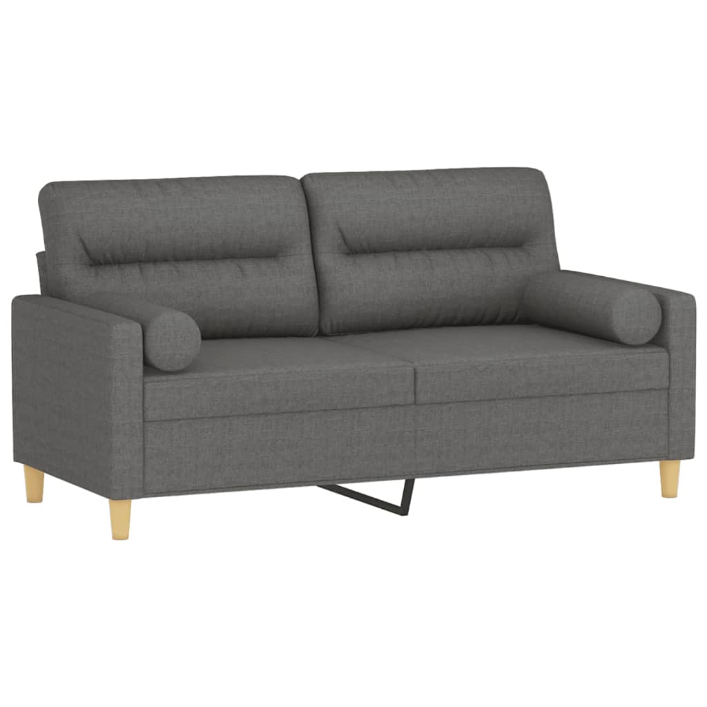 Divano a 2 Posti con Cuscini Grigio Scuro 140 cm in Tessuto | homemem39