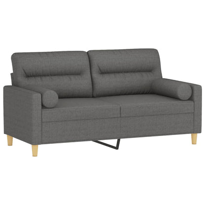 Divano a 2 Posti con Cuscini Grigio Scuro 140 cm in Tessuto | homemem39