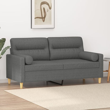 Divano a 2 Posti con Cuscini Grigio Scuro 140 cm in Tessuto | homemem39