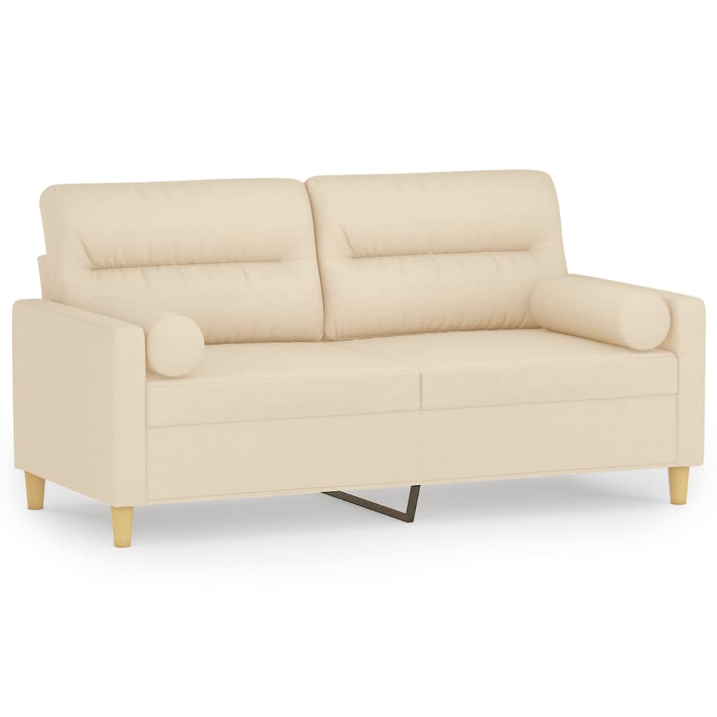 Divano a 2 Posti con Cuscini Crema 140 cm in Tessuto | homemem39