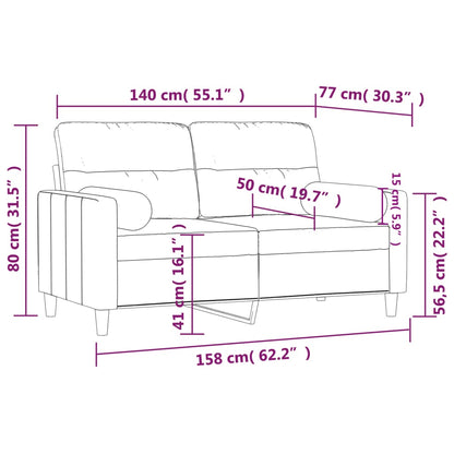 Divano a 2 Posti con Cuscini Crema 140 cm in Tessuto | homemem39