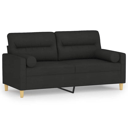 Divano a 2 Posti con Cuscini Nero 140 cm in Tessuto | homemem39