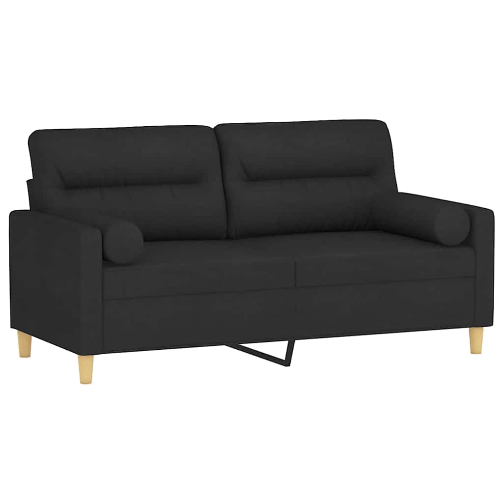 Divano a 2 Posti con Cuscini Nero 140 cm in Tessuto | homemem39