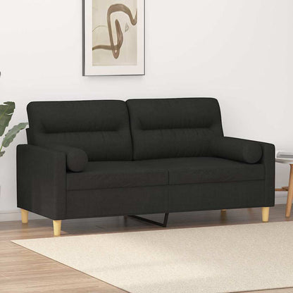 Divano a 2 Posti con Cuscini Nero 140 cm in Tessuto | homemem39