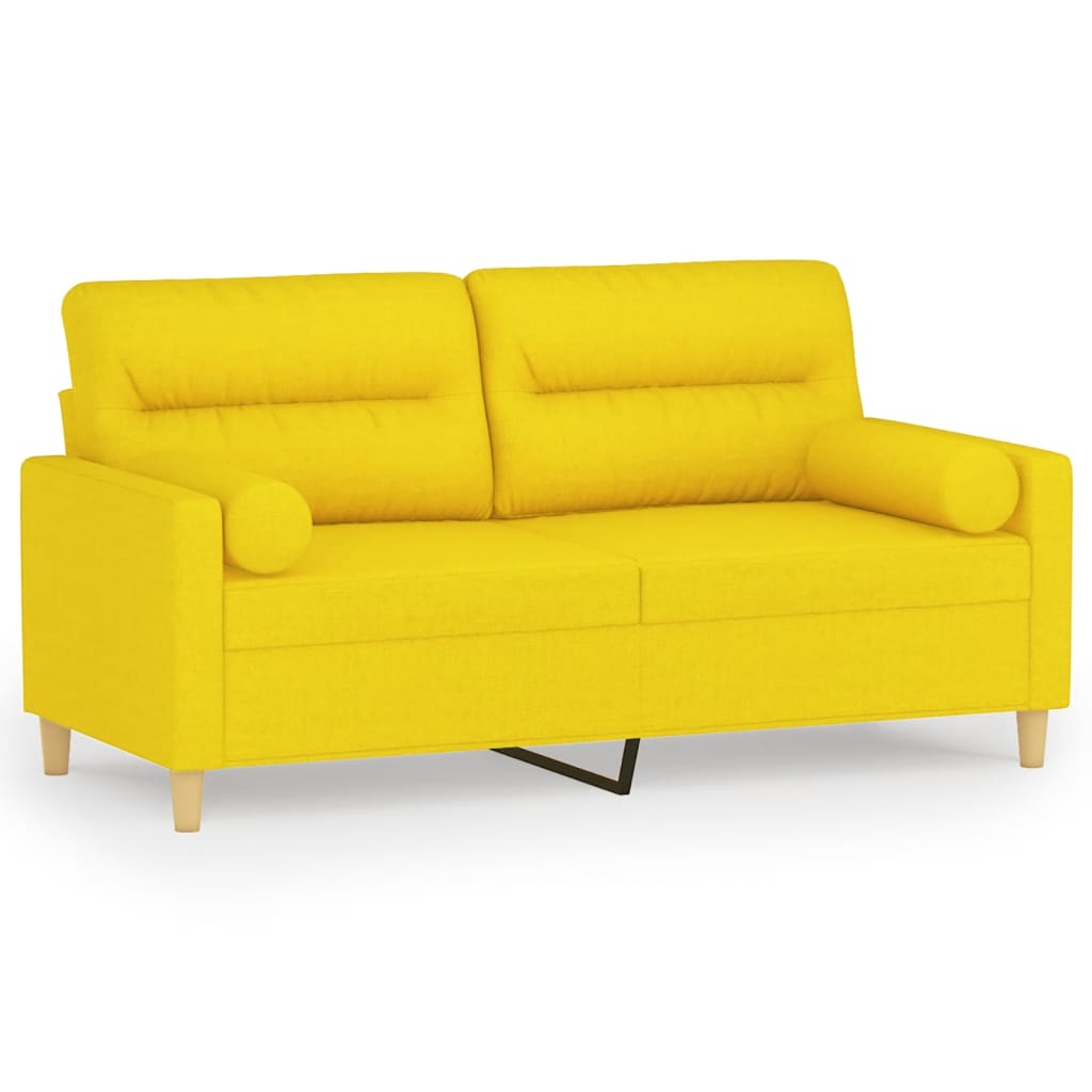 Divano a 2 Posti con Cuscini Giallo Chiaro 140 cm in Tessuto | homemem39