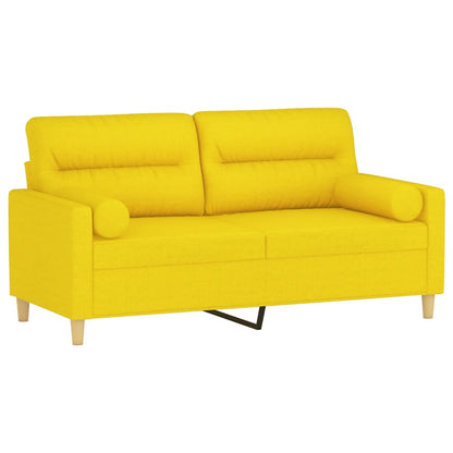 Divano a 2 Posti con Cuscini Giallo Chiaro 140 cm in Tessuto | homemem39