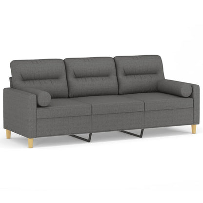 Divano a 3 Posti con Cuscini Grigio Scuro 180 cm in Tessuto | homemem39