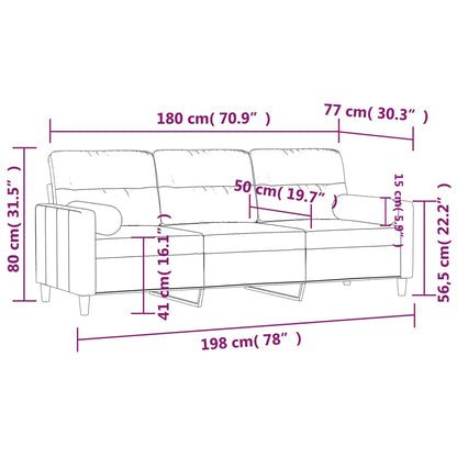 Divano a 3 Posti con Cuscini Grigio Scuro 180 cm in Tessuto | homemem39