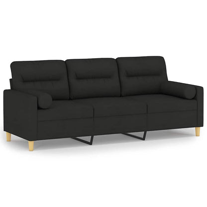 Divano a 3 Posti con Cuscini Nero 180 cm in Tessuto | homemem39