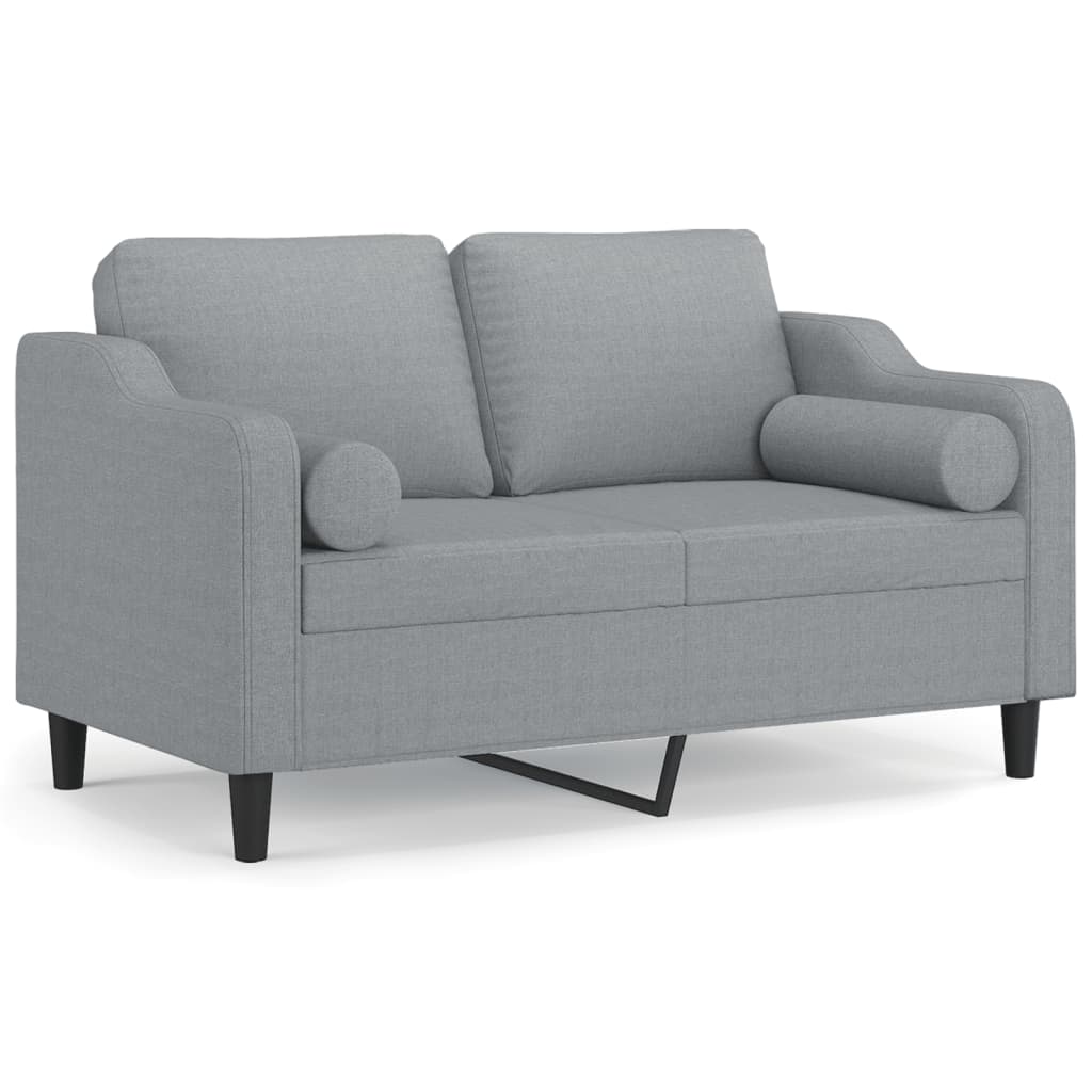 Divano a 2 Posti con Cuscini Grigio Chiaro 120 cm in Tessuto | homemem39