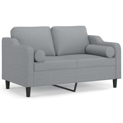 Divano a 2 Posti con Cuscini Grigio Chiaro 120 cm in Tessuto | homemem39