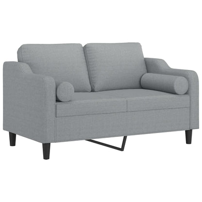 Divano a 2 Posti con Cuscini Grigio Chiaro 120 cm in Tessuto | homemem39