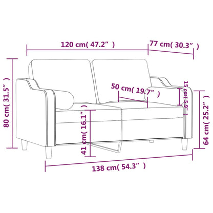 Divano a 2 Posti con Cuscini Grigio Chiaro 120 cm in Tessuto | homemem39