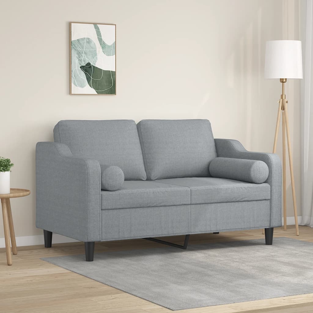 Divano a 2 Posti con Cuscini Grigio Chiaro 120 cm in Tessuto | homemem39