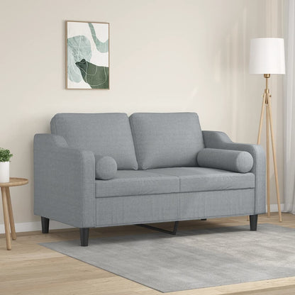 Divano a 2 Posti con Cuscini Grigio Chiaro 120 cm in Tessuto | homemem39