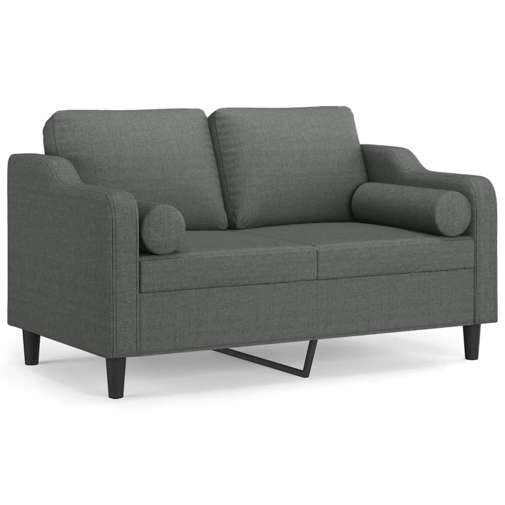 Divano a 2 Posti con Cuscini Grigio Scuro 120 cm in Tessuto | homemem39
