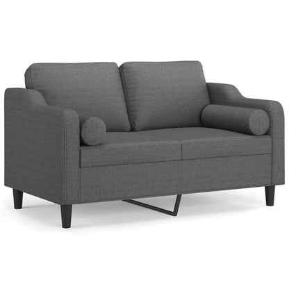 Divano a 2 Posti con Cuscini Grigio Scuro 120 cm in Tessuto | homemem39