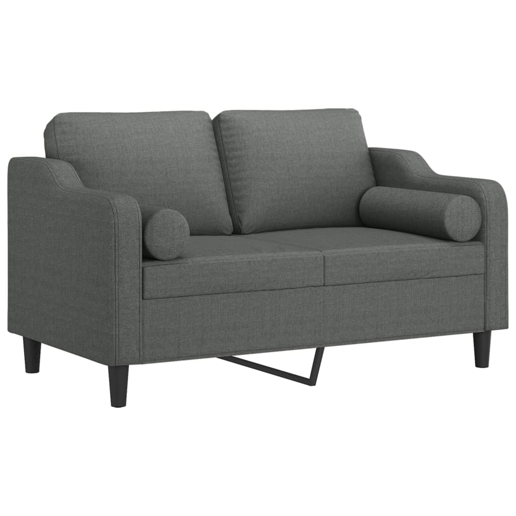 Divano a 2 Posti con Cuscini Grigio Scuro 120 cm in Tessuto | homemem39
