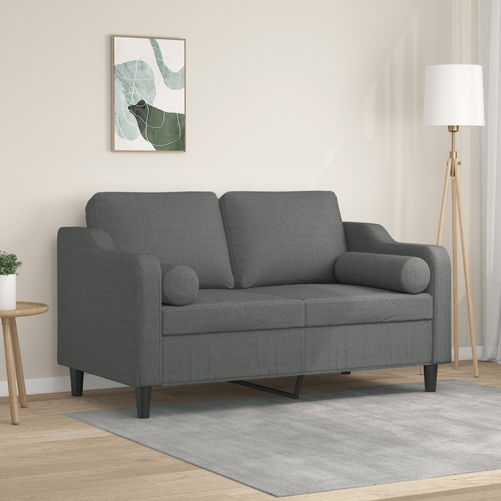 Divano a 2 Posti con Cuscini Grigio Scuro 120 cm in Tessuto | homemem39