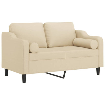 Divano a 2 Posti con Cuscini Crema 120 cm in Tessuto | homemem39
