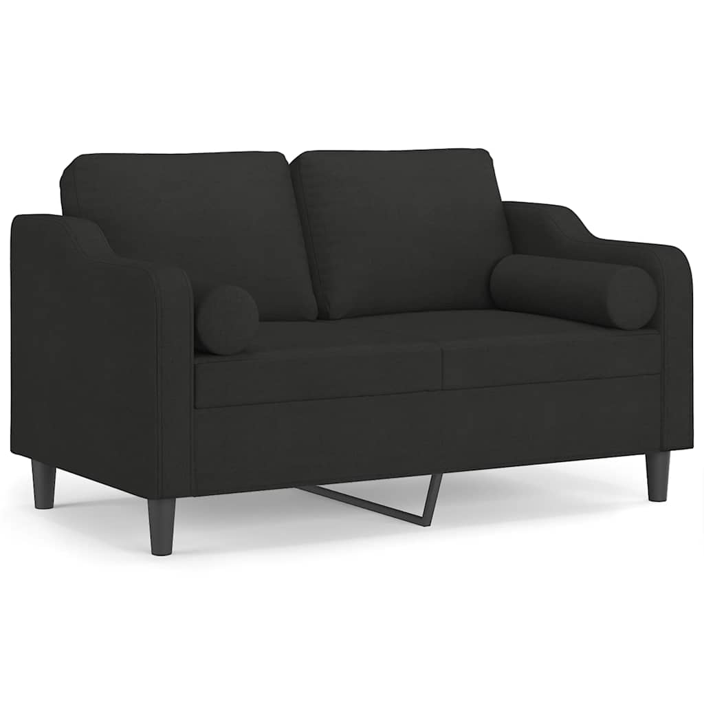 Divano a 2 Posti con Cuscini Nero 120 cm in Tessuto | homemem39