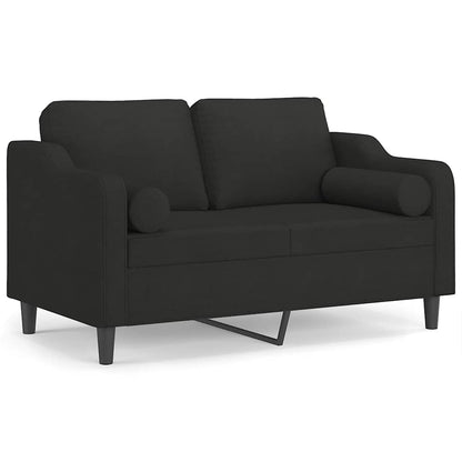 Divano a 2 Posti con Cuscini Nero 120 cm in Tessuto | homemem39
