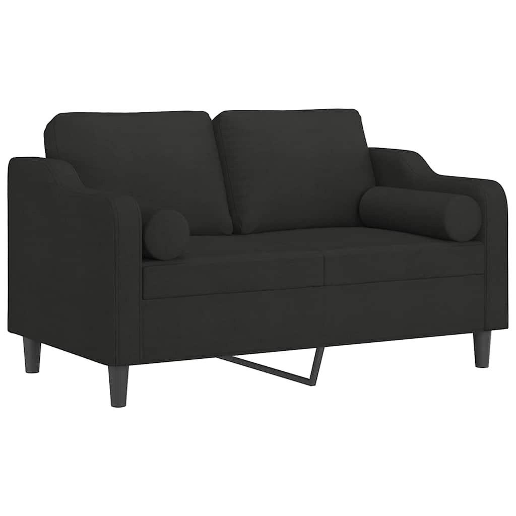 Divano a 2 Posti con Cuscini Nero 120 cm in Tessuto | homemem39
